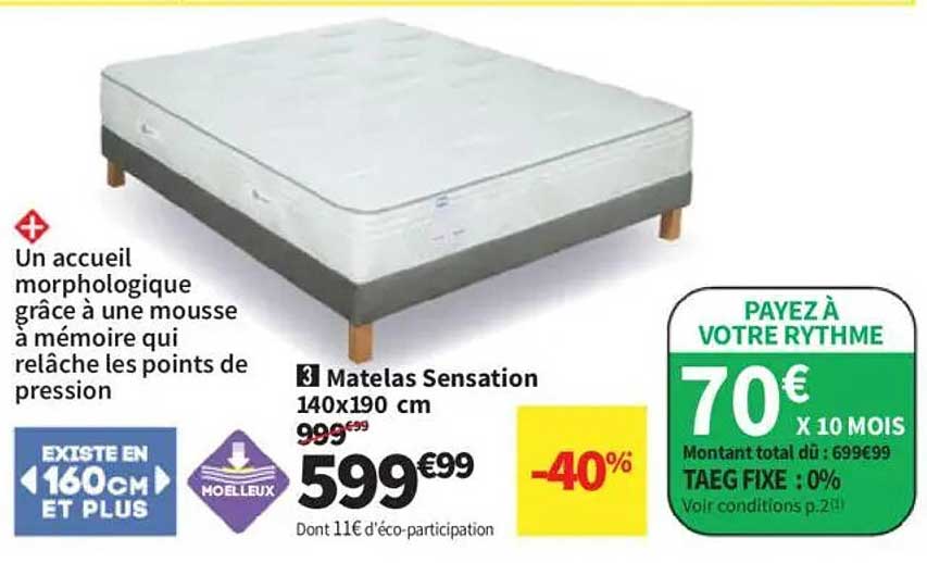 Matelas Sensation 140x190 cm
