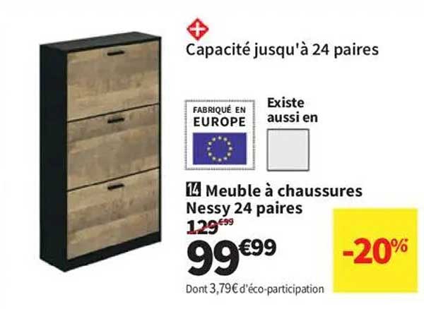 Meuble à chaussures Nessy 24 paires