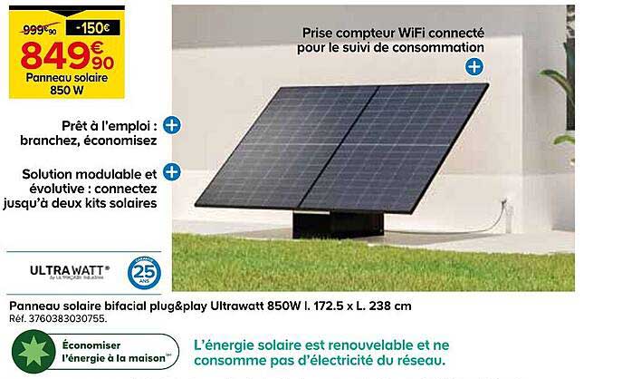 Panneau solaire 850 W