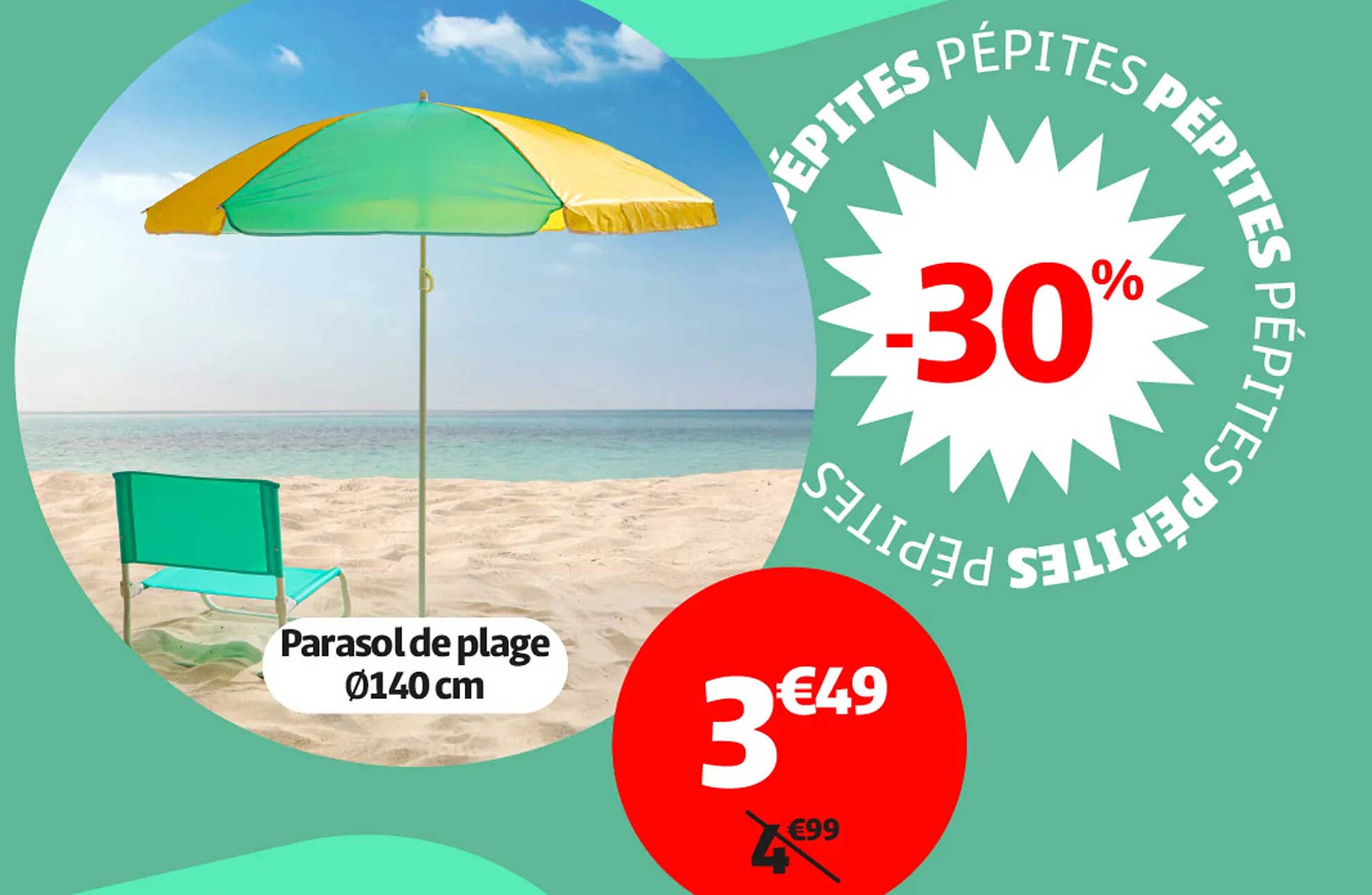 Parasol de plage Ø140 cm