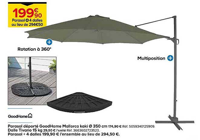 Parasol Ø 4 dalles au lieu de 294,50 €