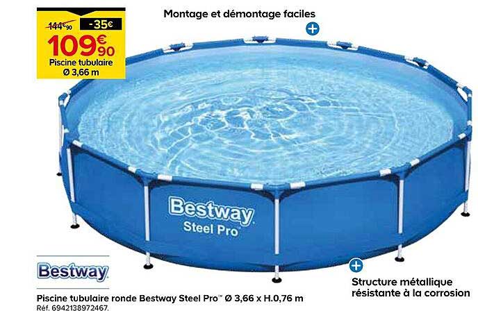 Piscine tubulaire ronde Bestway Steel Pro Ø 3,66 x H 0,76 m
