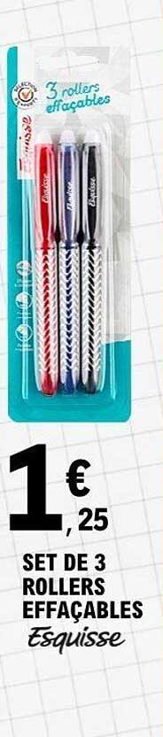 SET DE 3 ROLLERS EFFACABLES Esquisse