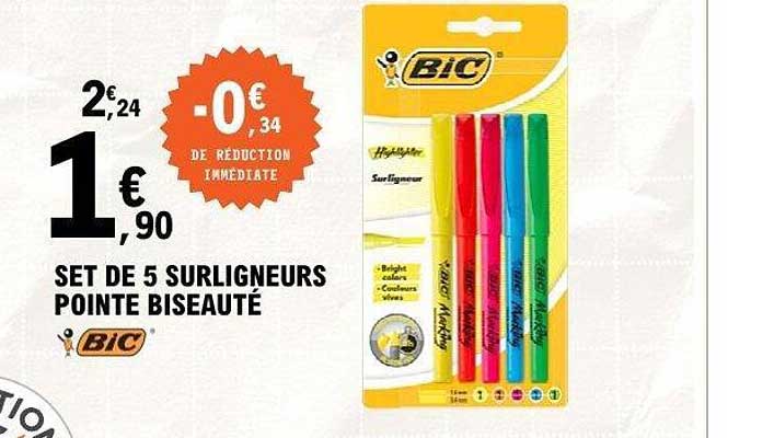 SET DE 5 SURLIGNEURS POINTE BISEAUTÉ