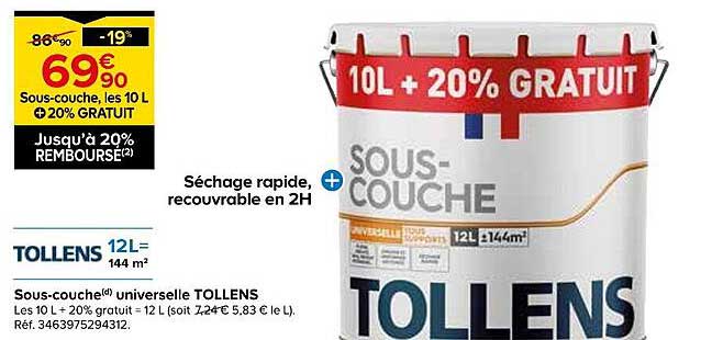 Sous-couche, les 10 L + 20% GRATUIT