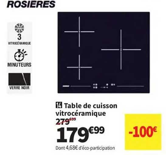 Table de cuisson vitrocéramique