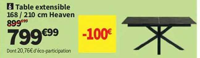 Table extensible 168 / 210 cm Heaven