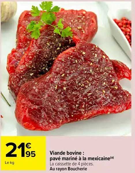 Viande bovine : pavé mariné à la mexicaine