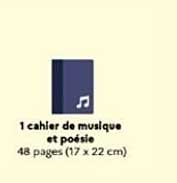 1 cahier de musique et poésie