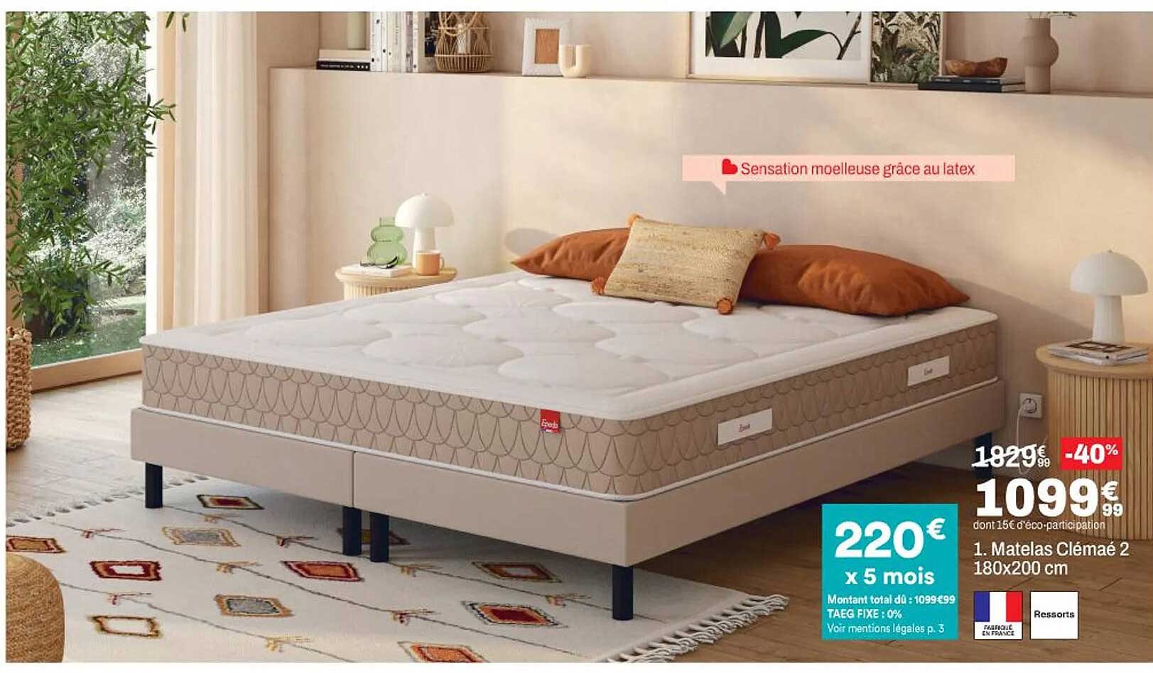 1. Matelas Clémaé 2 180x200 cm