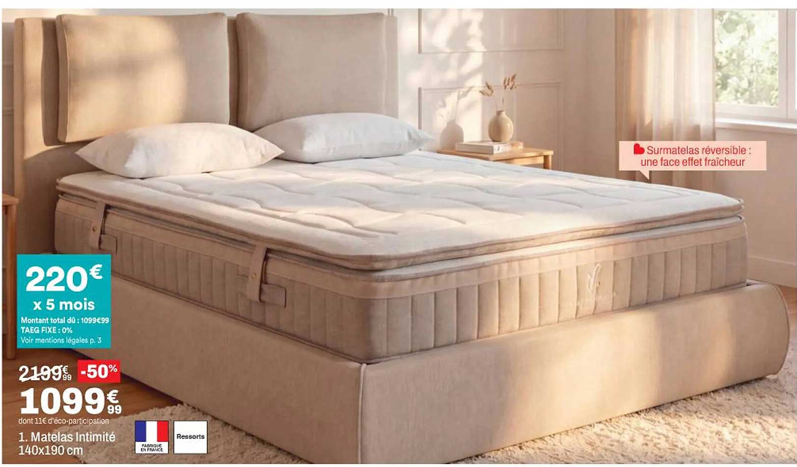 1. Matelas Intimité 140x190 cm