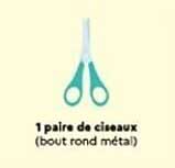 1 paire de ciseaux (bout rond métal)