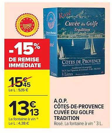 -15% DE REMISE IMMÉDIATE