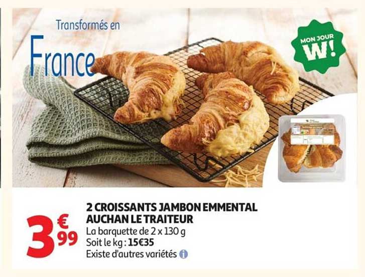 2 CROISSANTS JAMBON EMMENTAL AUCHAN LE TRAITEUR
