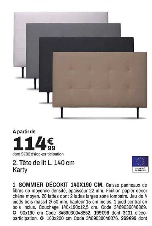 2. Tête de lit L. 140 cm Karty