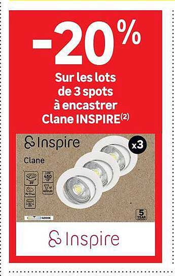 -20% Sur les lots de 3 spots à encastrer Clane INSPIRE(2)