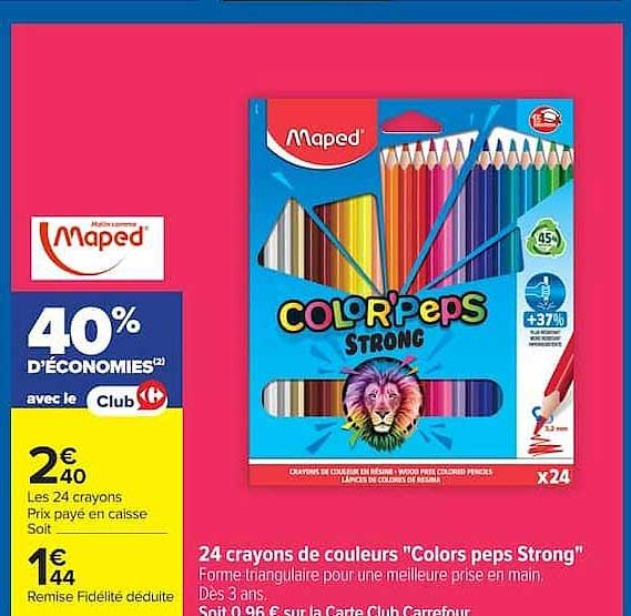 24 crayons de couleurs "Colors peps Strong"