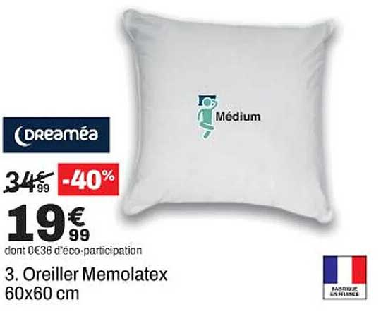 3. Oreiller Memolatex 60x60 cm