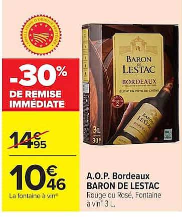 -30% DE REMISE IMMÉDIATE