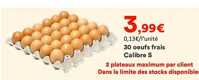 30 oeufs frais Calibre S