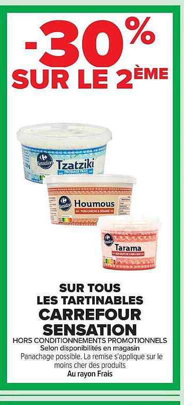 -30% SUR LE 2ÈME SUR TOUS LES TARTINABLES CARREFOUR SENSATION