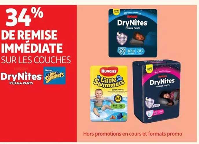 34% DE REMISE IMMÉDIATE SUR LES COUCHES DryNites Pyjama Pants Huggies Little Swimmers