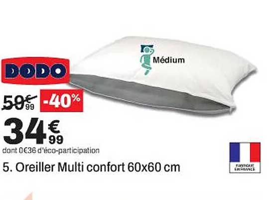 5. Oreiller Multi confort 60x60 cm
