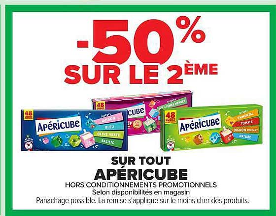 -50% SUR LE 2ÈME SUR TOUT APÉRICUBE