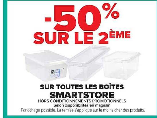 -50% SUR LE 2ÈME SUR TOUTES LES BOÎTES SMARTSTORE