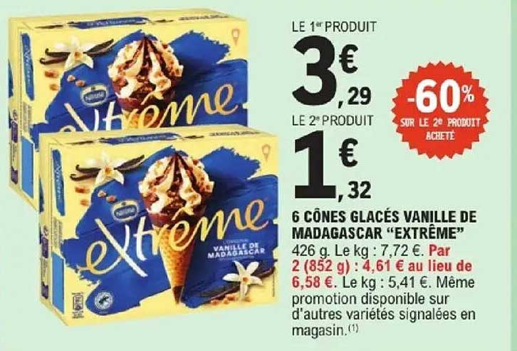 6 cônes glacés vanille de Madagascar “Extrême”