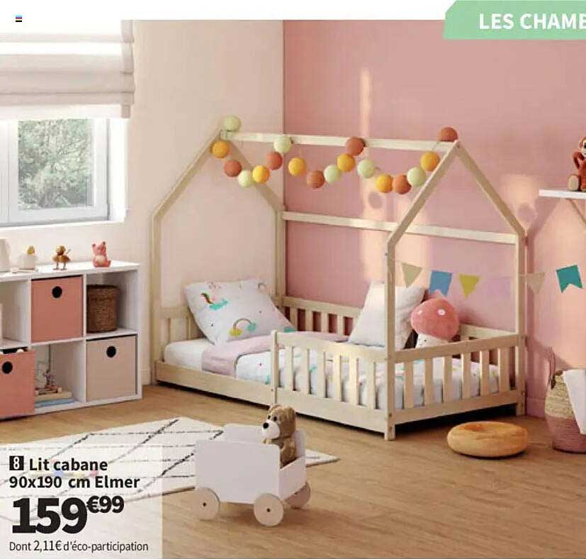 8 Lit cabane 90x190 cm Elmer