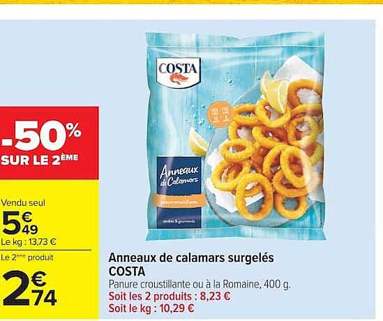Anneaux de calamars surgelés COSTA