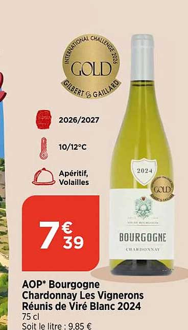 AOP* Bourgogne Chardonnay Les Vignerons Réunis de Viré Blanc 2024