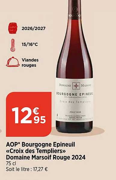 AOP* Bourgogne Epineuil «Croix des Templiers» Domaine Marsoif Rouge 2024