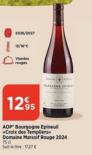 AOP* Bourgogne Epineuil «Croix des Templiers» Domaine Marsoif Rouge 2024