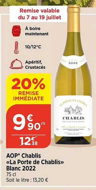 AOP* Chablis «La Porte de Chablis» Blanc 2022