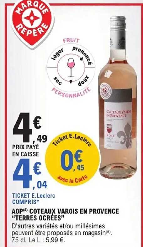 AOP(*) COTEAUX VAROIS EN PROVENCE “TERRES OCRÉES”