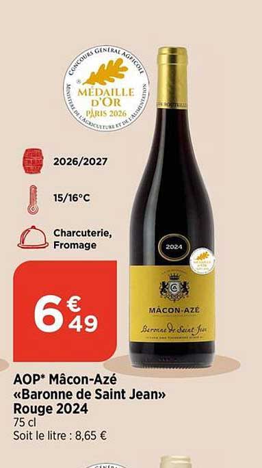 AOP* Mâcon-Azé «Baronne de Saint Jean» Rouge 2024
