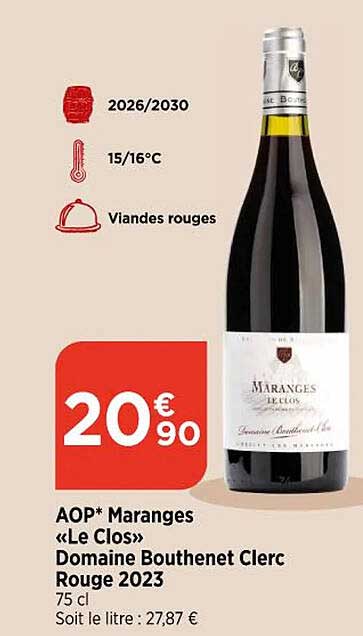 AOP* Maranges «Le Clos» Domaine Bouthenet Clerc Rouge 2023