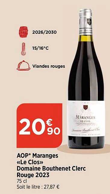 AOP* Maranges «Le Clos» Domaine Bouthenet Clerc Rouge 2023