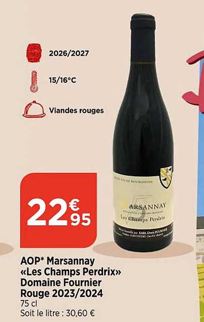 AOP* Marsannay «Les Champs Perdrix» Domaine Fournier Rouge 2023/2024 75 cl