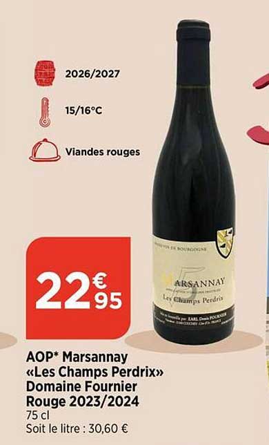 AOP* Marsannay «Les Champs Perdrix» Domaine Fournier Rouge 2023/2024