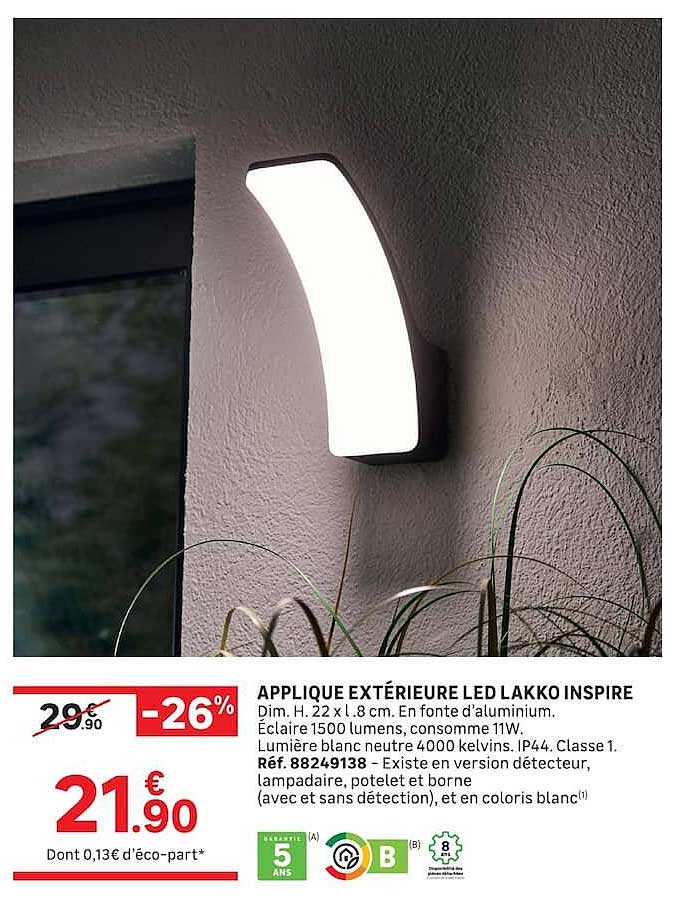 APPLIQUE EXTÉRIEURE LED LAKKO INSPIRE