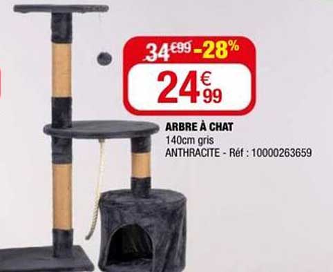 ARBRE À CHAT 140cm gris ANTHRACITE - Réf : 10000263659