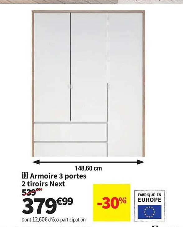 Armoire 3 portes 2 tiroirs Next