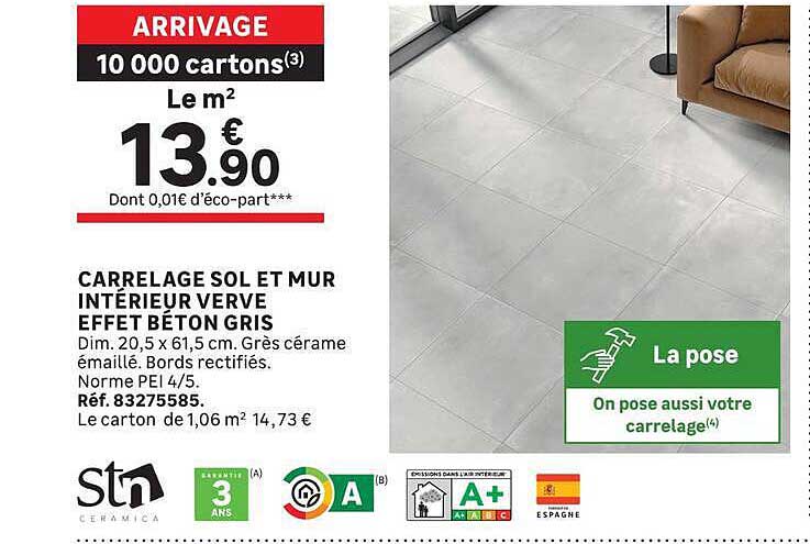 ARRIVAGE 10 000 cartons(3) Le m² 13,90 €