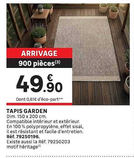 ARRIVAGE 900 pièces(3) TAPIS GARDEN
