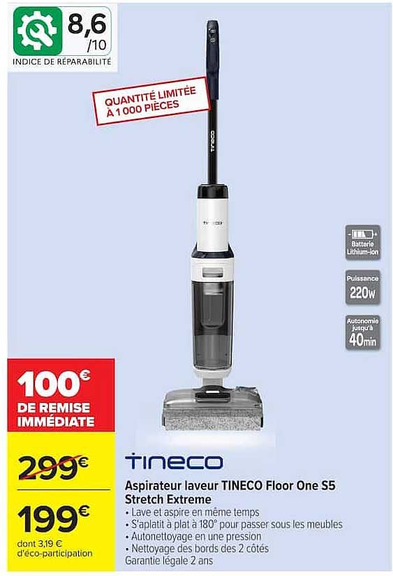 Aspirateur laveur TINECO Floor One S5 Stretch Extreme