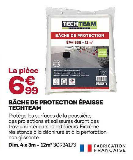 BÂCHE DE PROTECTION ÉPAISSE TECHTEAM