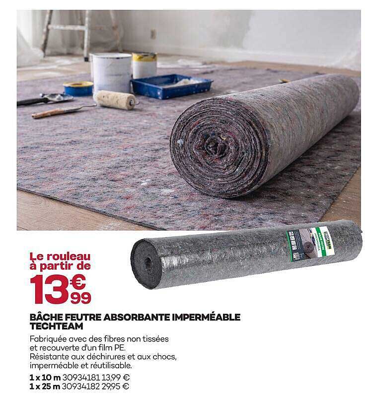 BÂCHE FEUTRE ABSORBANTE IMPERMÉABLE TECHTEAM